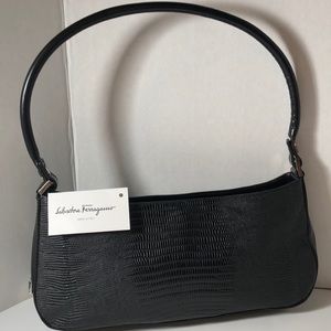 Salvatore Ferragamo Black Textured Shoulder Bag
